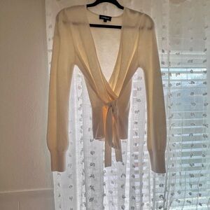 NWOT Express Cream Tie-Front Cardigan